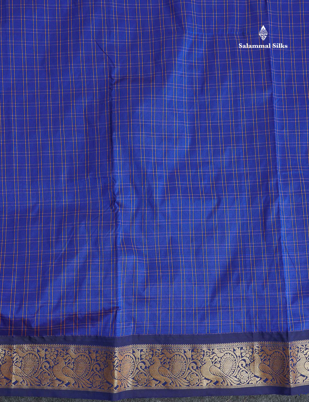 Semi Silk Saree - Teal Blue Colour Body Checks With Traditional Border | 9.5 Yards
