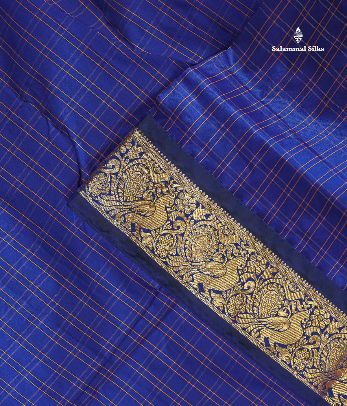 Semi Silk Saree - Teal Blue Colour Body Checks With Traditional Border | 9.5 Yards