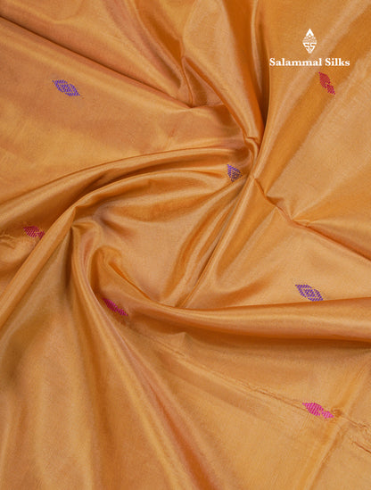 Mustard Yellow Thread work Buttas Banana Pinth Saree (Vaazhainaar Pattu) With Contrast Olive Green Blouse