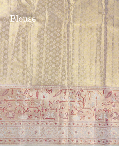 Beautiful Light Pista Green Tissue Bridal Menakari Work Pure Kanjivaram Silk Saree With Fancy Border