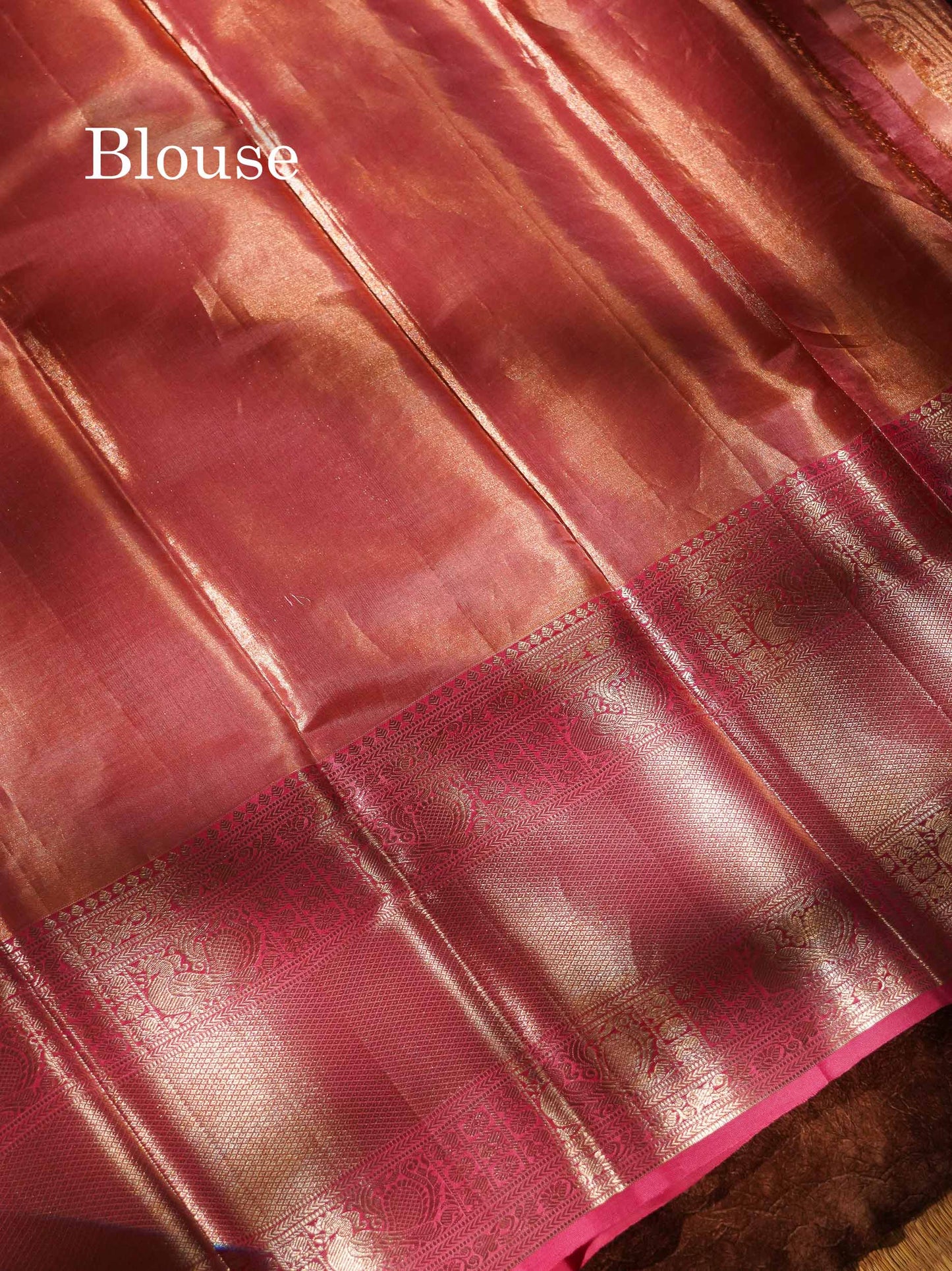 Peach Pink Tissue Bridal Pure Kanjivaram Silk Saree With Contrast Light Pink Evening Morning Traditional Border