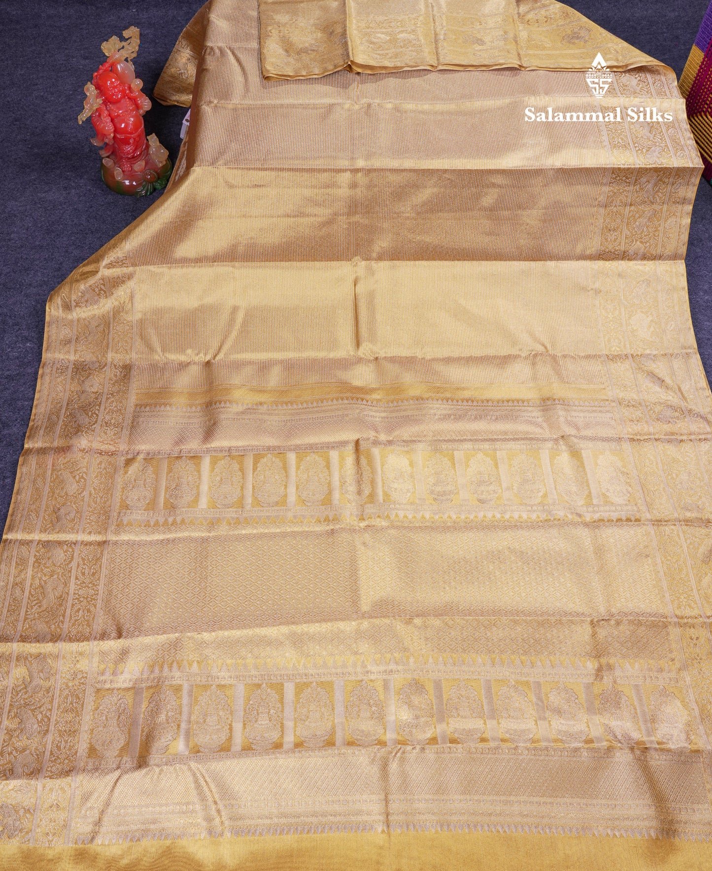 Beautiful Gold Tissue Bridal Pure Kanjivaram Silk Saree With Traditional Border