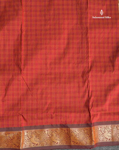 Semi Silk Saree - Teal Blue Colour Body Checks With Traditional Border | 9.5 Yards