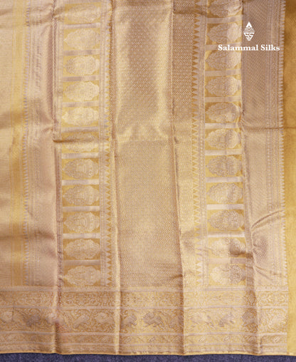 Beautiful Gold Tissue Bridal Pure Kanjivaram Silk Saree With Traditional Border