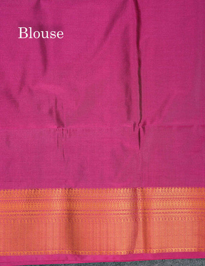 Beautiful Peacock Green Silver & Gold Zari Semi Silk Saree With Contrast Dual Tone Pink Traditional Border