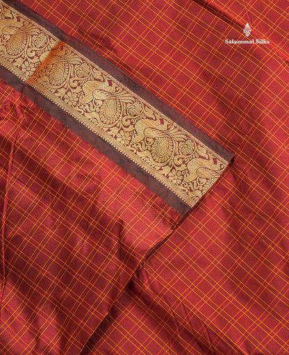 Semi Silk Saree - Teal Blue Colour Body Checks With Traditional Border | 9.5 Yards