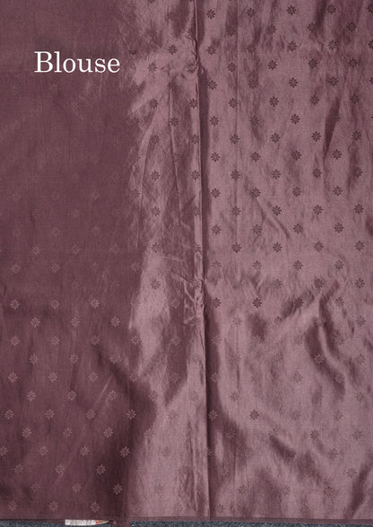 Beautiful Brown Meenakari Work Russian Silk Saree With Fancy Self Border