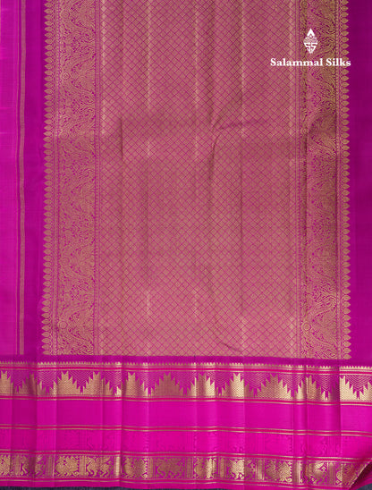 Beautiful Baby Pink Checks With Butta Pure Kanjivaram Silk Saree With Contrast Magenta Pink Traditional Long Border