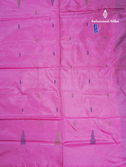 Violet Thread work Buttas Banana Pinth Saree (Vaazhainaar Pattu) With Contrast Pink Blouse
