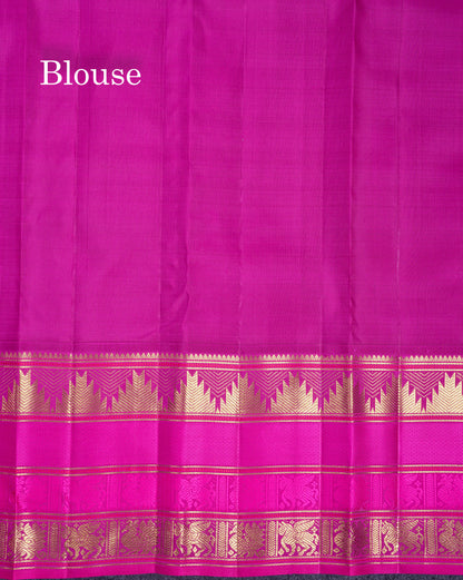 Beautiful Baby Pink Checks With Butta Pure Kanjivaram Silk Saree With Contrast Magenta Pink Traditional Long Border