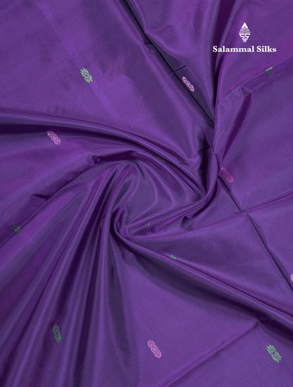 Violet Thread work Buttas Banana Pinth Saree (Vaazhainaar Pattu) With Contrast Pink Blouse