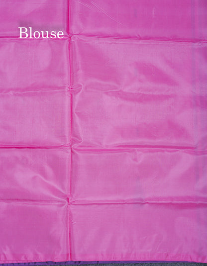 Violet Thread work Buttas Banana Pinth Saree (Vaazhainaar Pattu) With Contrast Pink Blouse