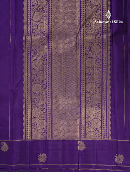 Beautiful Dual Tone Onion Shade Pure Kanjivaram Silk Saree Pure Zari with Contrast Purple Traditional Mango & Annam Butta Gap Border