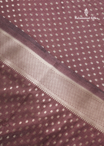 Chocolate Semi Raw Silk Saree With Traditional Self Border