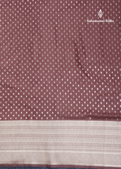 Chocolate Semi Raw Silk Saree With Traditional Self Border