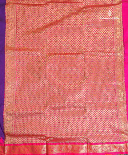 Semi Silk Saree - Petrol Blue Colour Body Zari Butta With Temple Border | 9.5 Yards