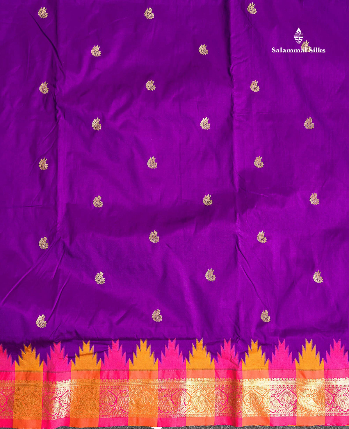 Semi Silk Saree - Petrol Blue Colour Body Zari Butta With Temple Border | 9.5 Yards