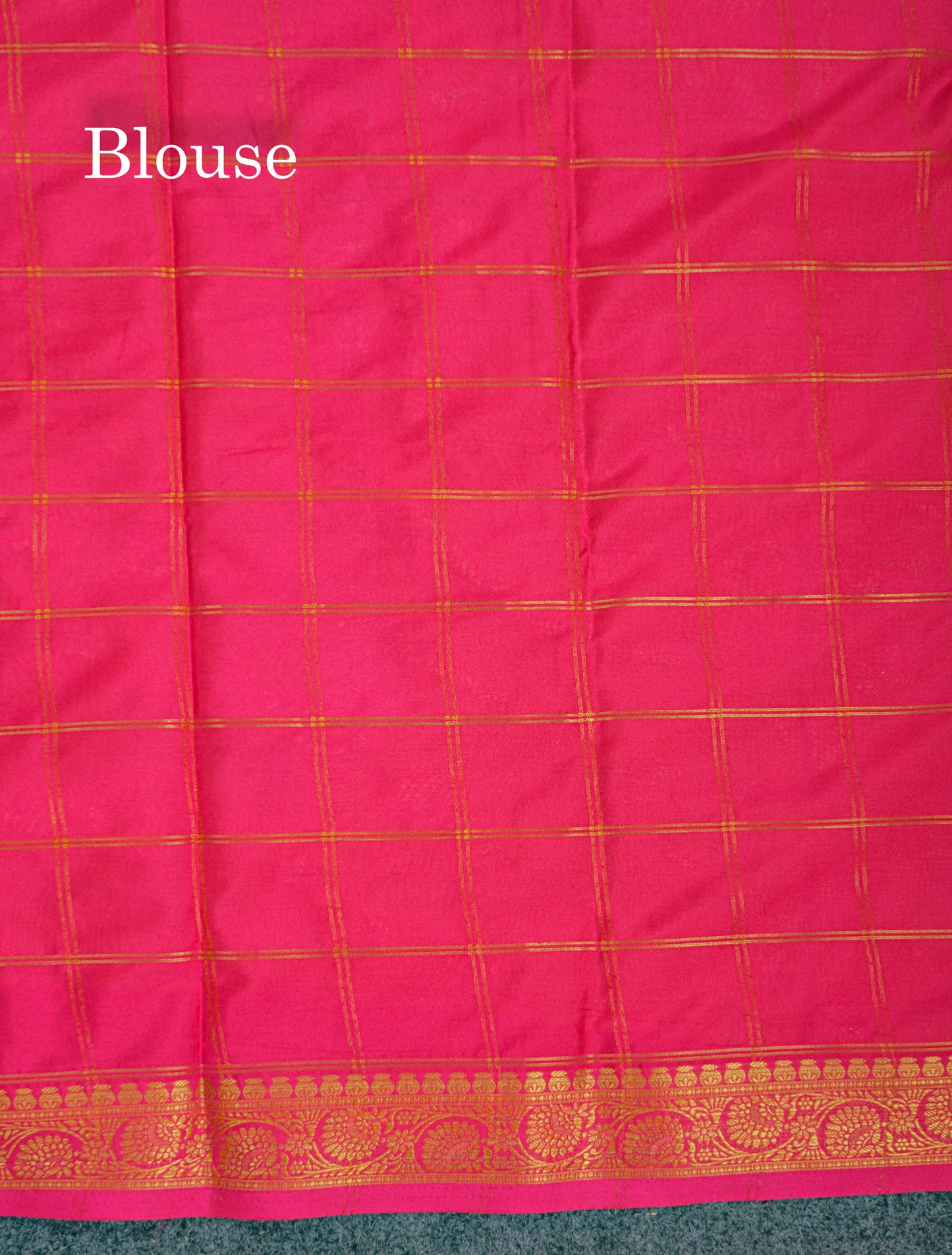 Beautiful Chilly Red Zari Checks Semi Mysore Silk Saree With Contrast Green Small Traditional Border
