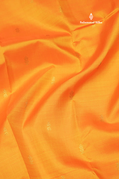 Korvai Mango Yellow Pure Kanjivaram Silk Saree With Contrast Bottle Green Border