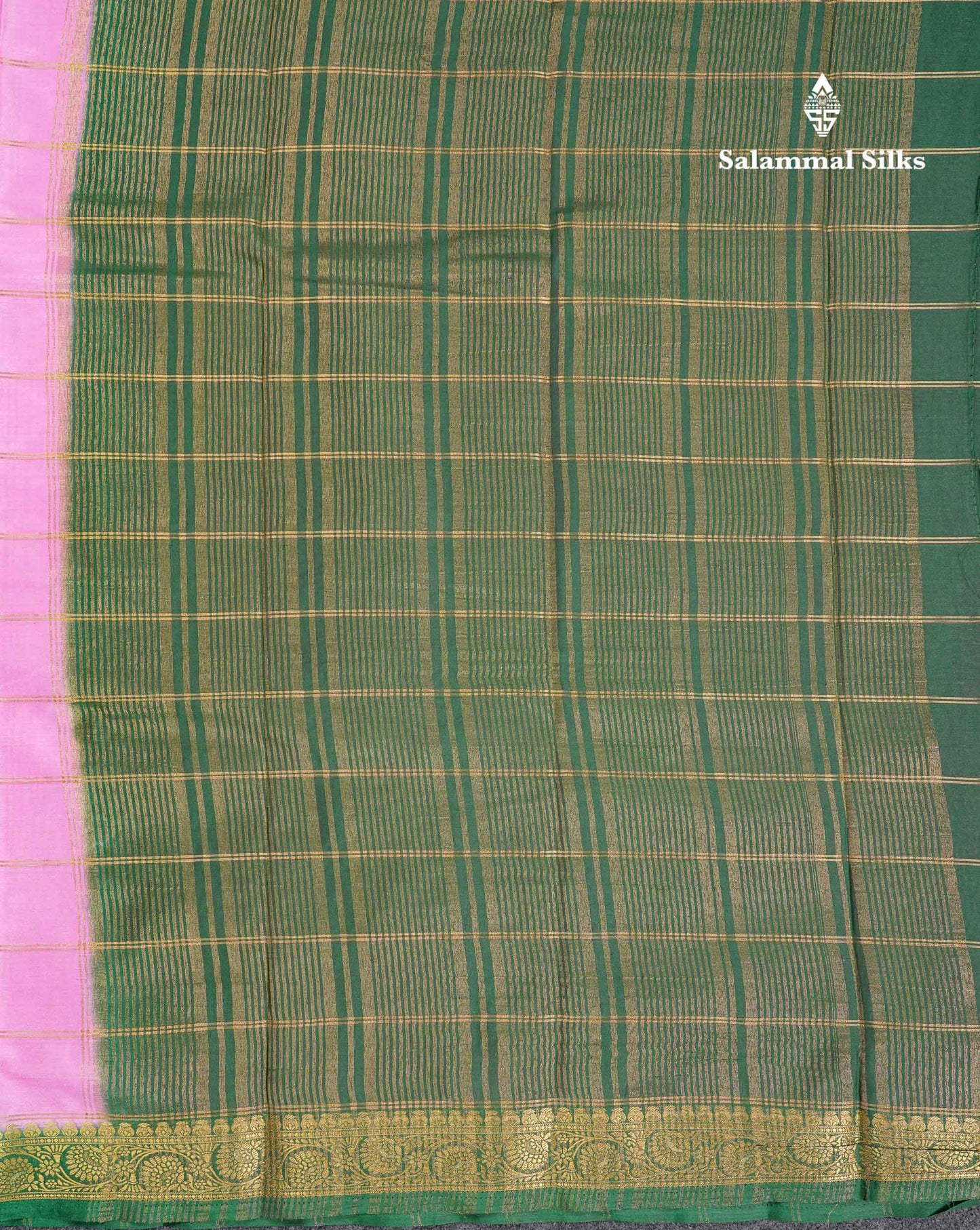Beautiful Chilly Red Zari Checks Semi Mysore Silk Saree With Contrast Green Small Traditional Border