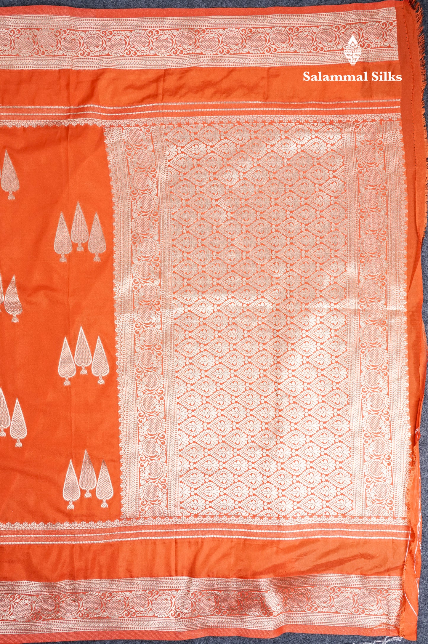 Beautiful Orange Semi Georgette Saree With Fancy Self Border