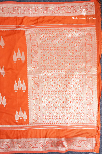 Beautiful Orange Semi Georgette Saree With Fancy Self Border