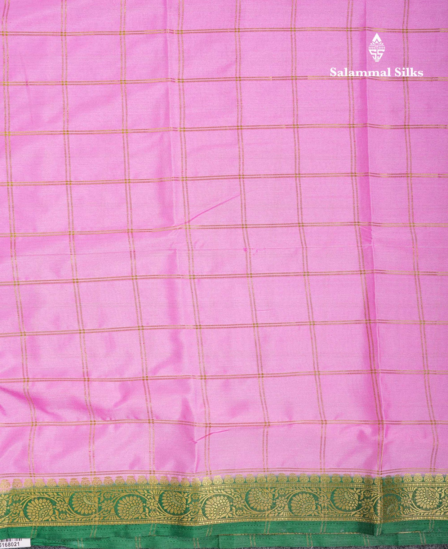 Beautiful Chilly Red Zari Checks Semi Mysore Silk Saree With Contrast Green Small Traditional Border