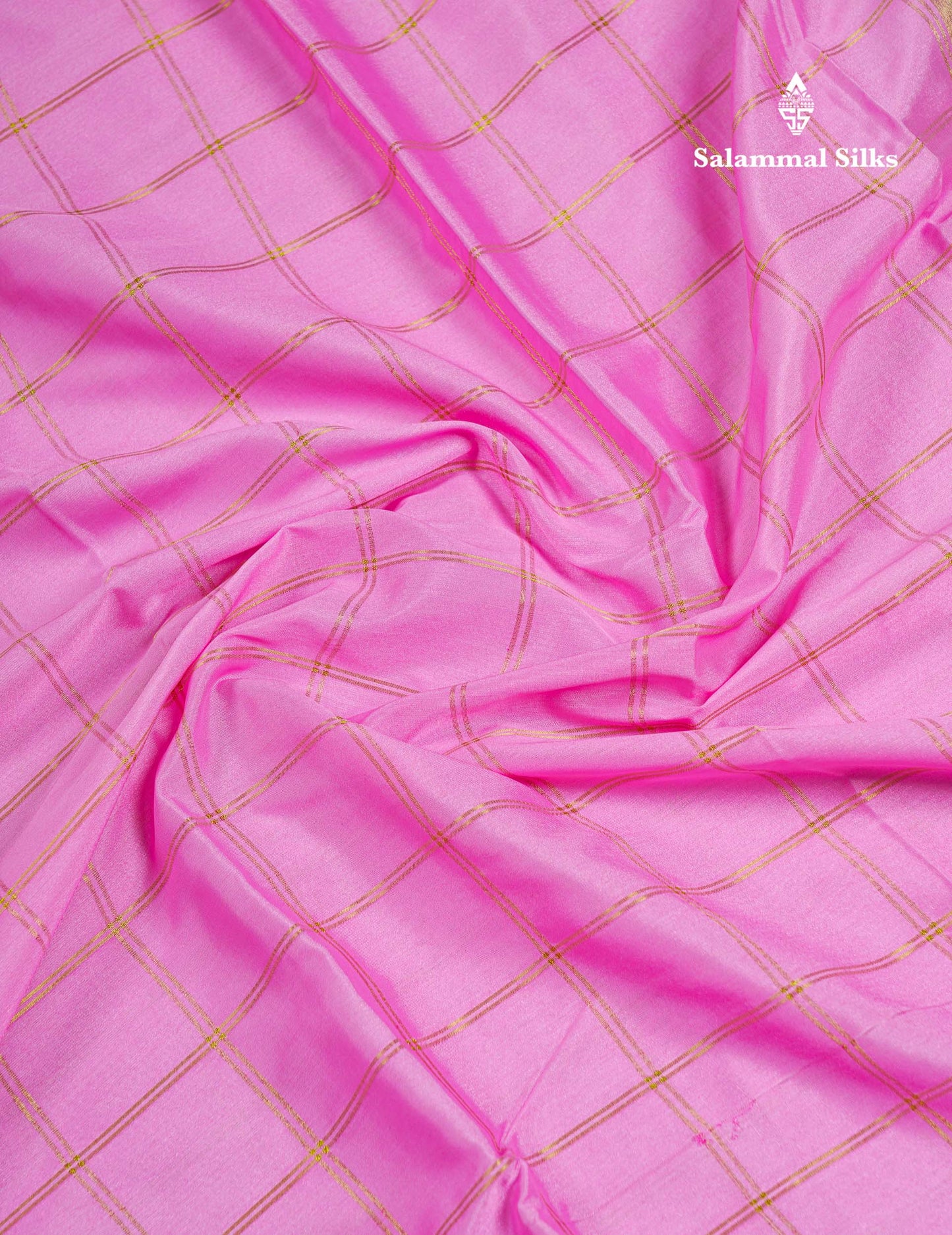 Beautiful Chilly Red Zari Checks Semi Mysore Silk Saree With Contrast Green Small Traditional Border