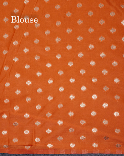 Beautiful Orange Semi Georgette Saree With Fancy Self Border