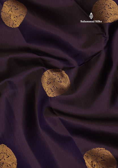 Dark Navy Blue Colour Pure Kanjivaram Silk Saree With Contrast Pinkish Red Border