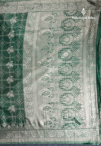 Beautiful Bottle Green Russian Silk Saree With Fancy Self Border