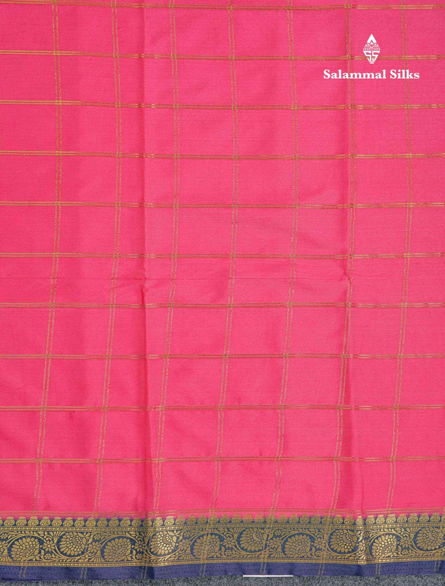 Beautiful Chilly Red Zari Checks Semi Mysore Silk Saree With Contrast Green Small Traditional Border