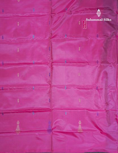 Olive Green Thread work Buttas Banana Pinth Saree (Vaazhainaar Pattu) With Contrast Pink Blouse