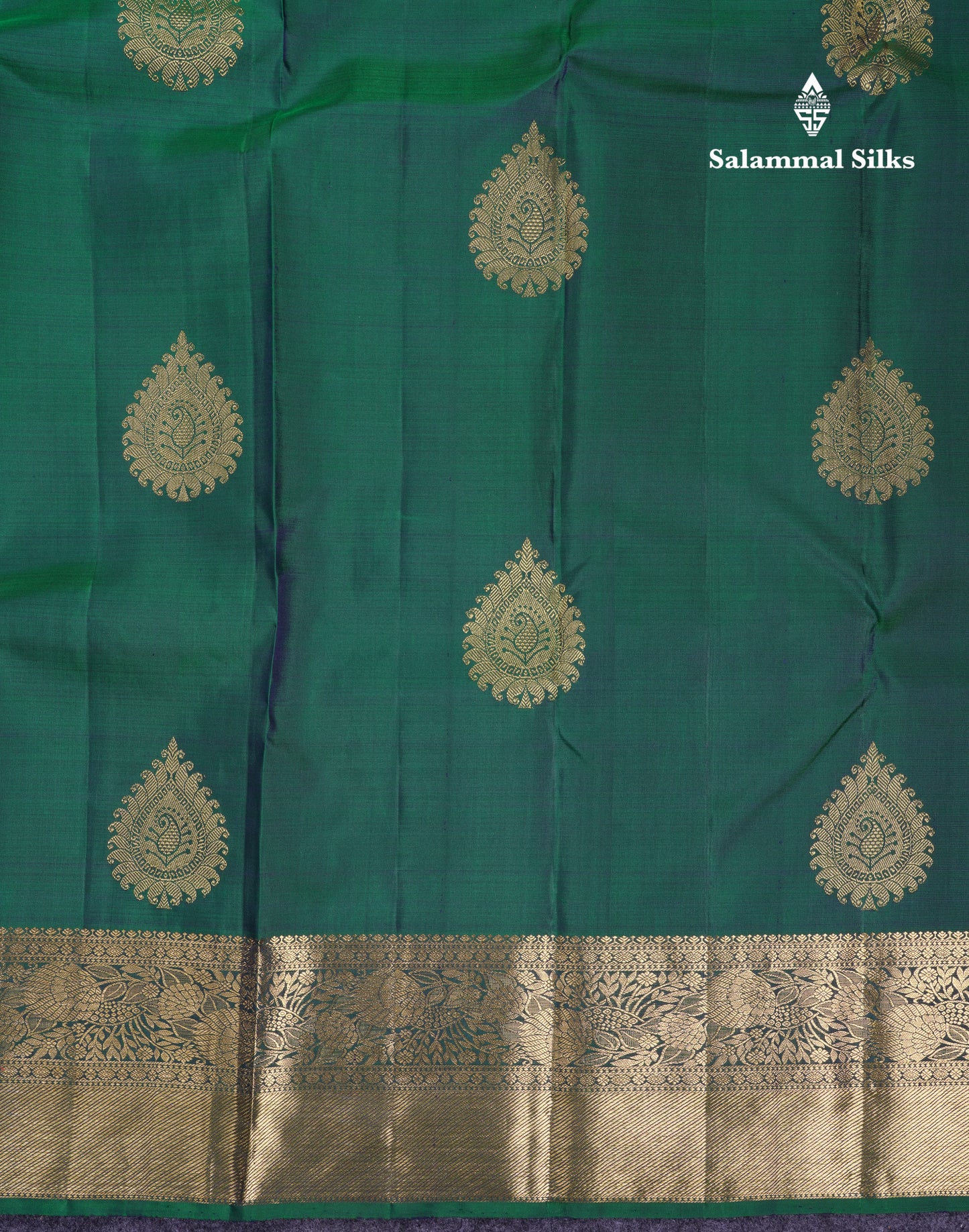 Beautiful Dual Tone Peacock Green Pure Kanjivaram Silk Saree With Contrast Pink Blouse