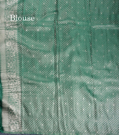 Beautiful Bottle Green Russian Silk Saree With Fancy Self Border