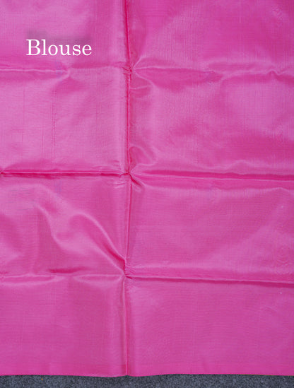 Olive Green Thread work Buttas Banana Pinth Saree (Vaazhainaar Pattu) With Contrast Pink Blouse