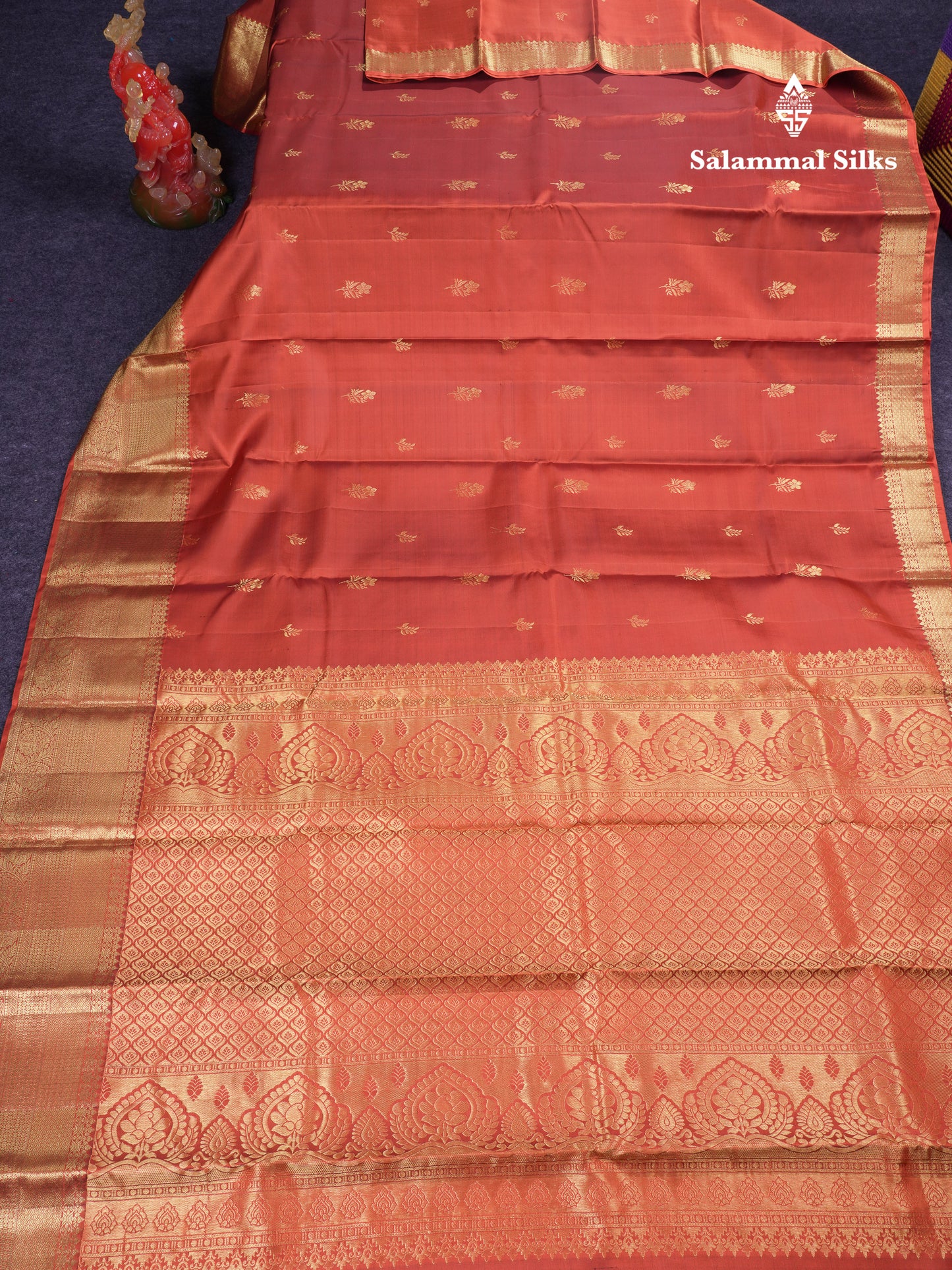Beautiful Brown Pure Kanjivaram Silk Saree With Traditional Evening Morning Border