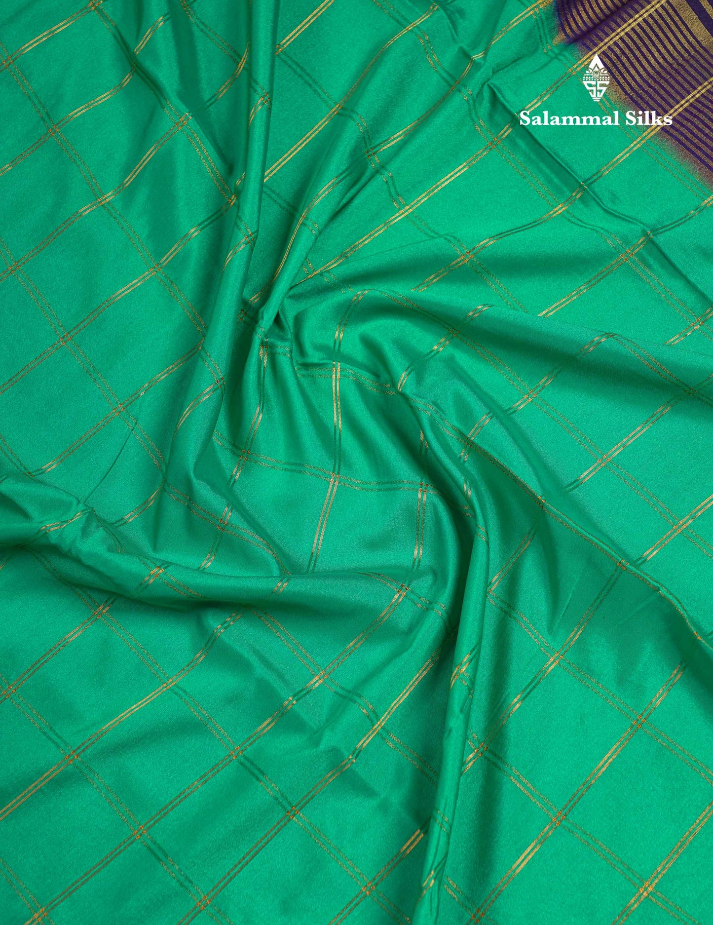 Beautiful Chilly Red Zari Checks Semi Mysore Silk Saree With Contrast Green Small Traditional Border