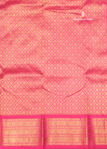 Royal Blue Colour Pure Kanjivaram Silk Saree With Pink Border