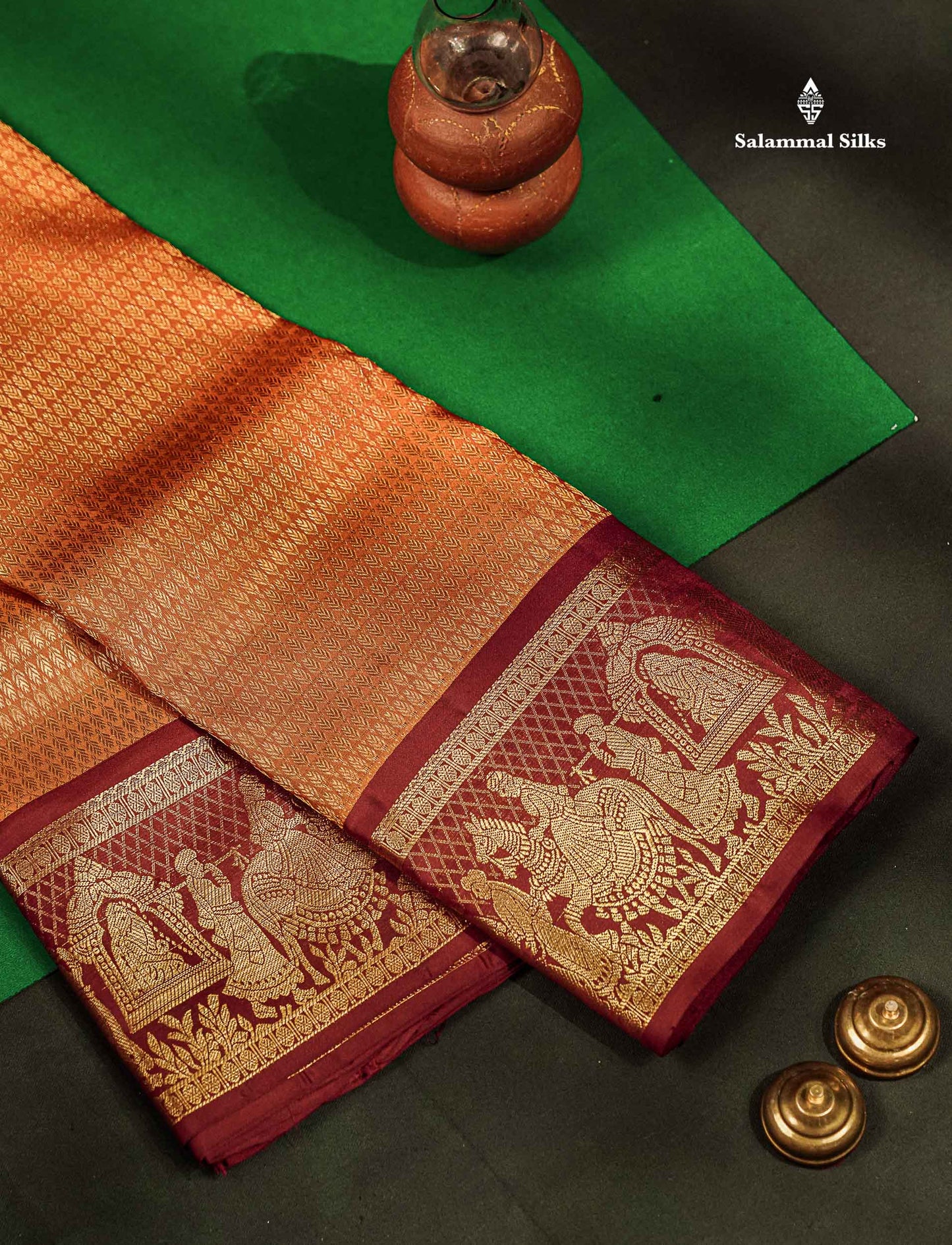 Beautiful Mustard Yellow Bridal Pure Kanjivaram Silk Saree With Contrast Maroon Traditional Pallakku Border