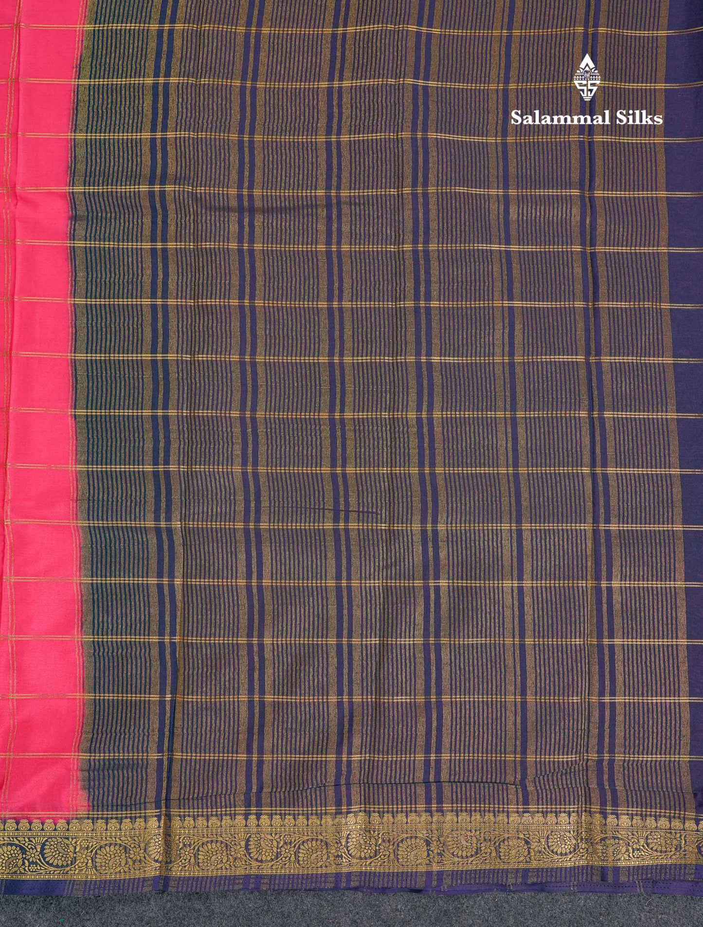 Beautiful Chilly Red Zari Checks Semi Mysore Silk Saree With Contrast Green Small Traditional Border