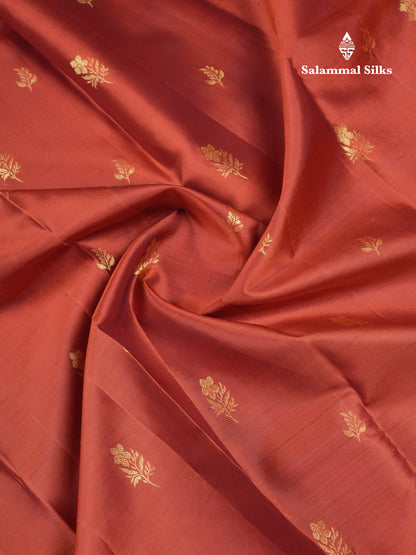 Beautiful Brown Pure Kanjivaram Silk Saree With Traditional Evening Morning Border