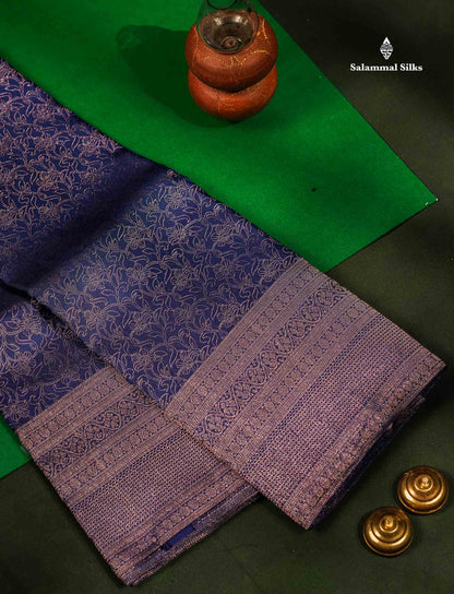 Beautiful Dual Tone Navy Blue Bridal Pure Kanjivaram Silk Saree With Traditional Border