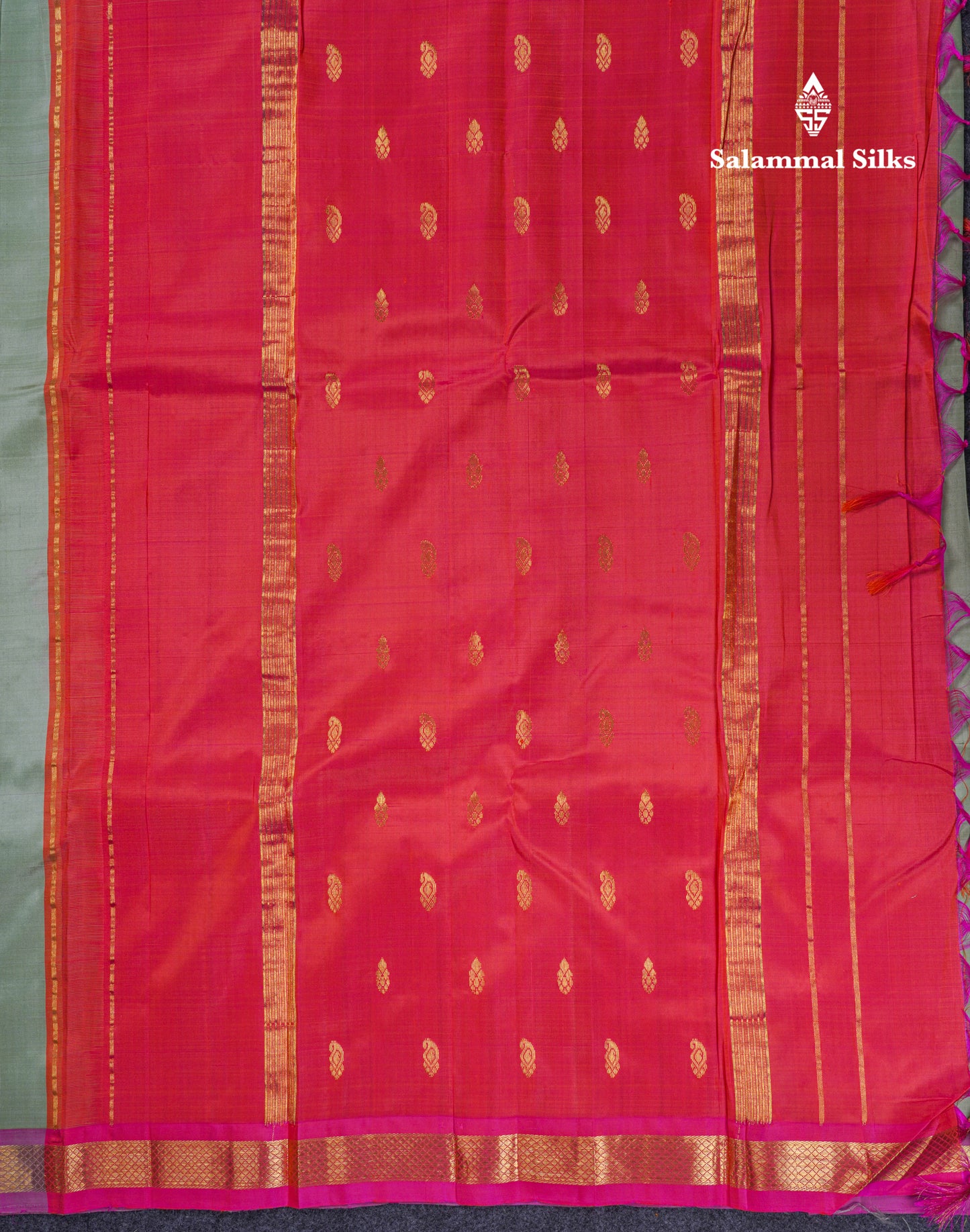Beautiful Pista Green Pure Kanjivaram Silk Saree With Contrast Light Pink One Side Border