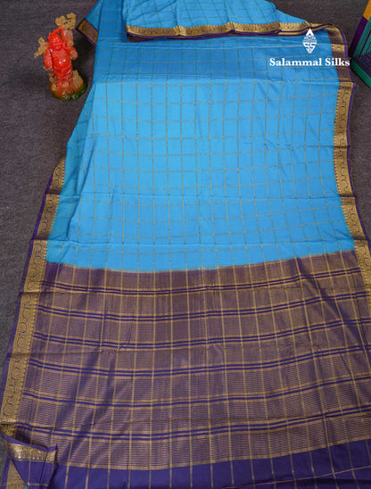 Beautiful Chilly Red Zari Checks Semi Mysore Silk Saree With Contrast Green Small Traditional Border