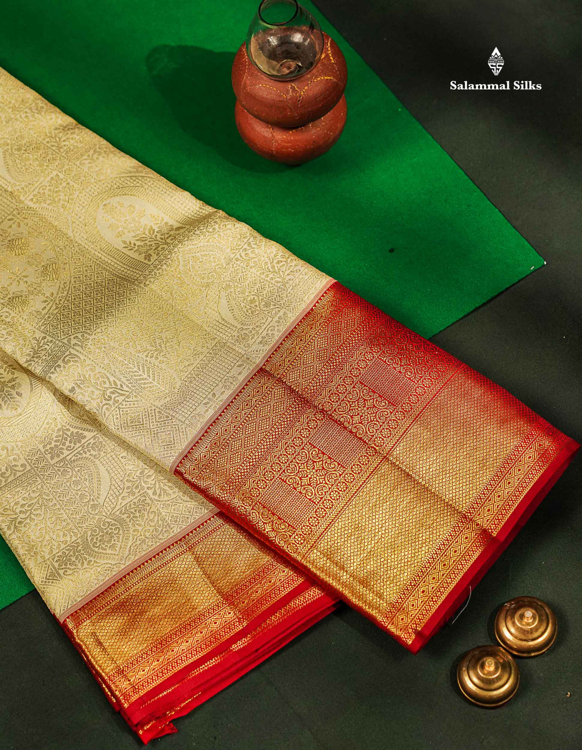 Pure Mix Silk Saree - Half White Bridal Along With Contrast Redish Maroon Traditional Evening Morning Border