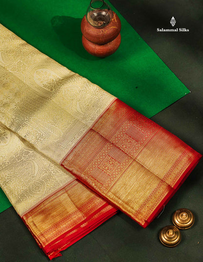 Pure Mix Silk Saree - Half White Bridal Along With Contrast Redish Maroon Traditional Evening Morning Border