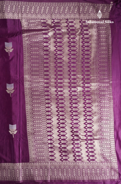 Beautiful Magenta Russian Silk Saree With Fancy Self Border