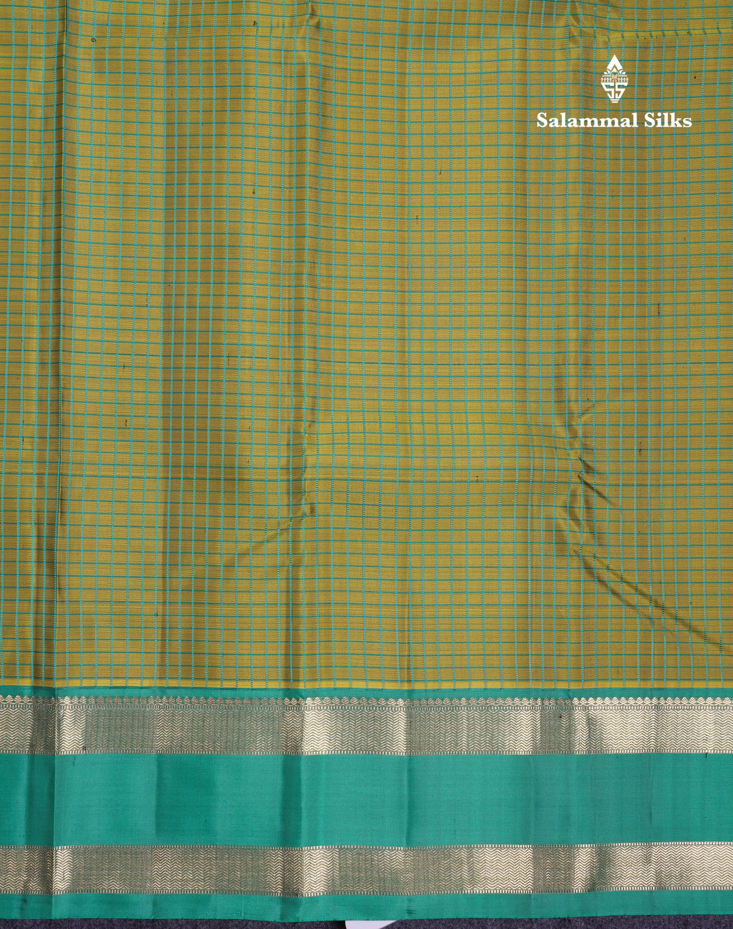 Beautiful Olive Green Pure Kanjivaram Silk Saree With Contrast Sapphire Green Traditional Gap Border