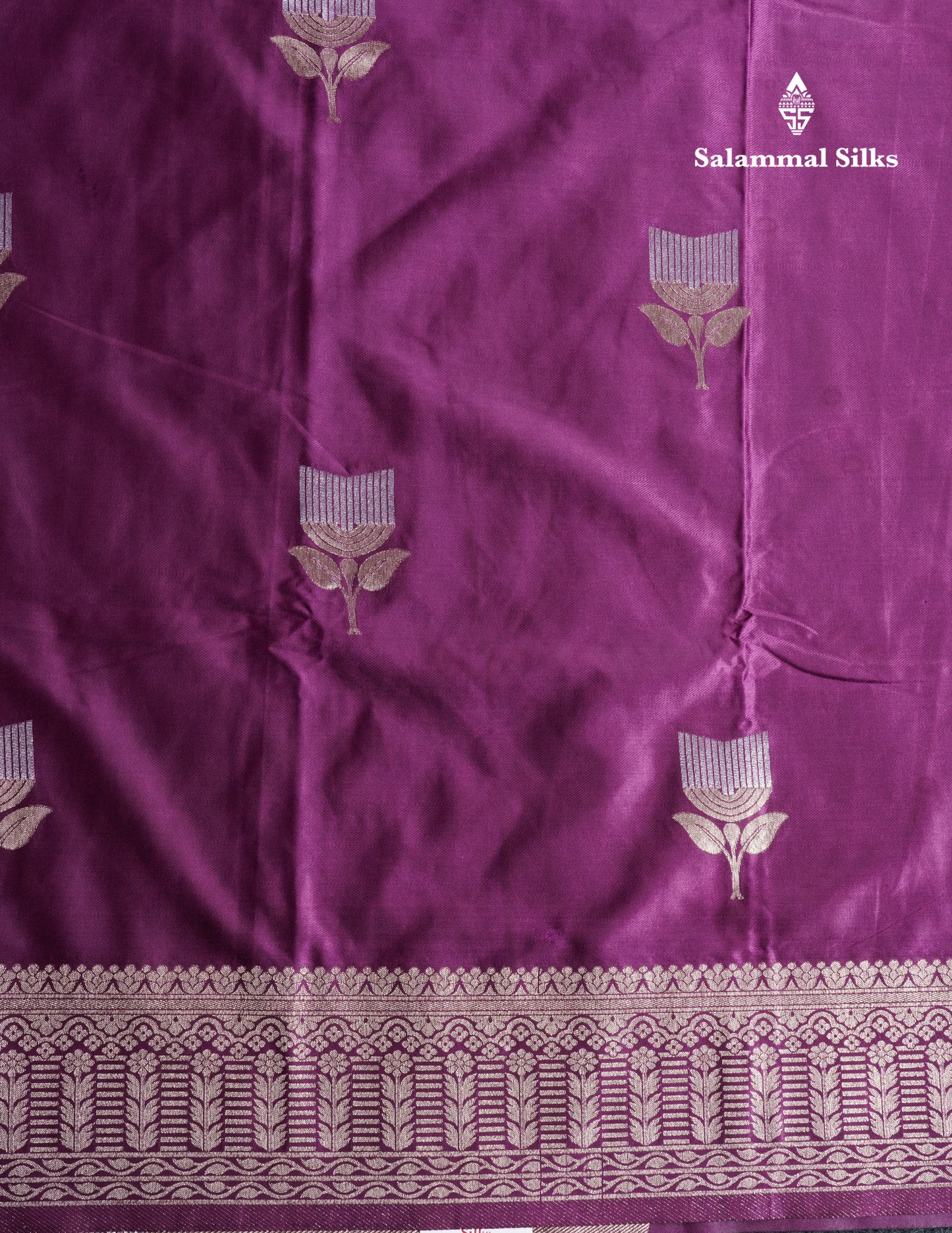 Beautiful Magenta Russian Silk Saree With Fancy Self Border